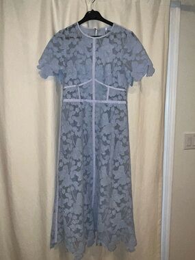 LK Bennett Powder Blue Lace Midi Dress